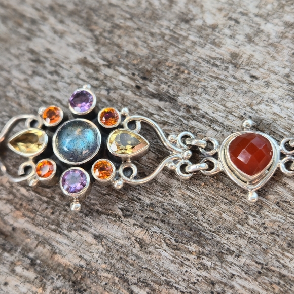 Nicky Butler 925 Sterling Silver Carnelian Labradorite Designer NB Bracelet 8"✨️ - Picture 7 of 16